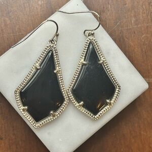 Kendra Scott Alex Black Gold tone Drop Earrings #H22